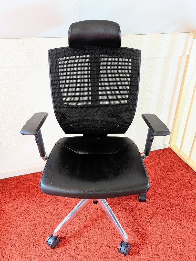 Bureaustoel van Leer en Metaal, Huis en Inrichting, Bureaustoelen, Ophalen, Gebruikt, Zwart, Bureaustoel