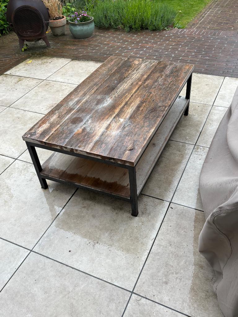 Buiten salon tafel, Tuin en Terras, Tuintafels, Ophalen, Gebruikt, Rechthoekig, Hout