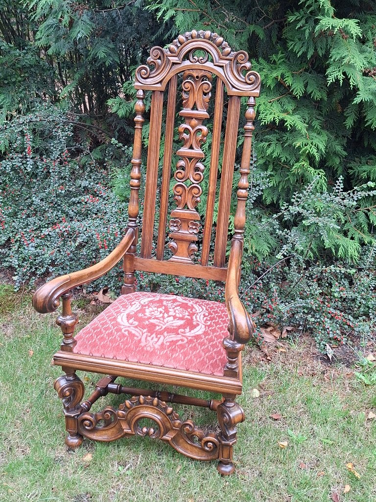 Troon / vintage fauteuil met hoge ruglening., Ophalen, Gebruikt, Minder dan 75 cm, Vintage