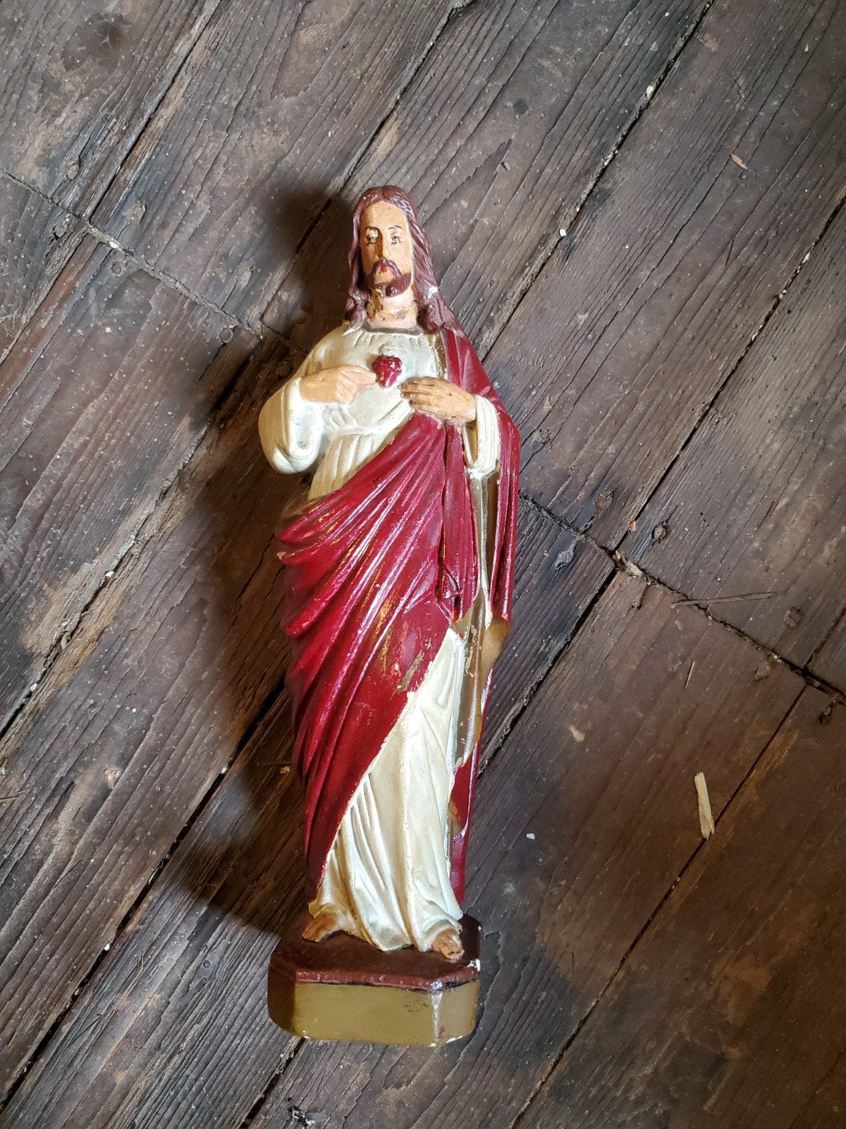 Vintage Heilig Hart Jezus beeld - Religieuze decoratie, Ophalen of Verzenden