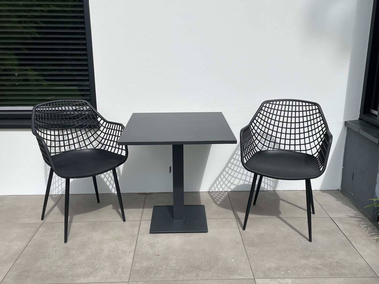 Zwarte bistroset izgst modern, Tuin en Terras, Ophalen, Zo goed als nieuw, 2 zitplaatsen
