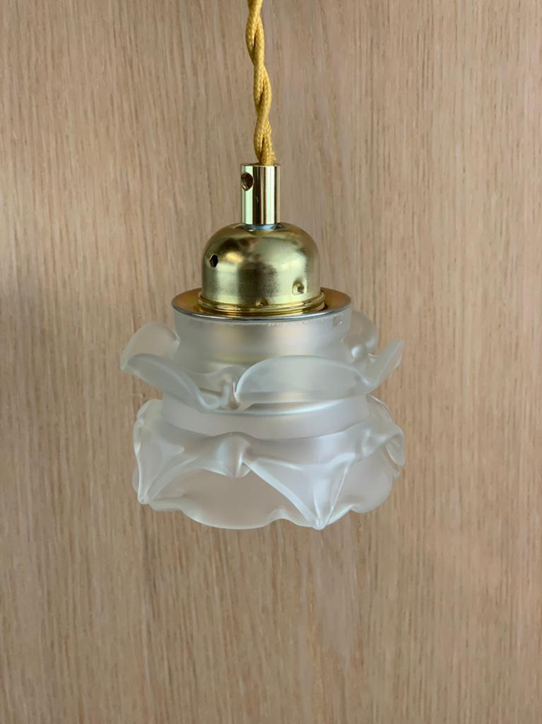 Vintage rose lamp kapje frosted glas, Ophalen of Verzenden, Zo goed als nieuw, Wit, Overige vormen