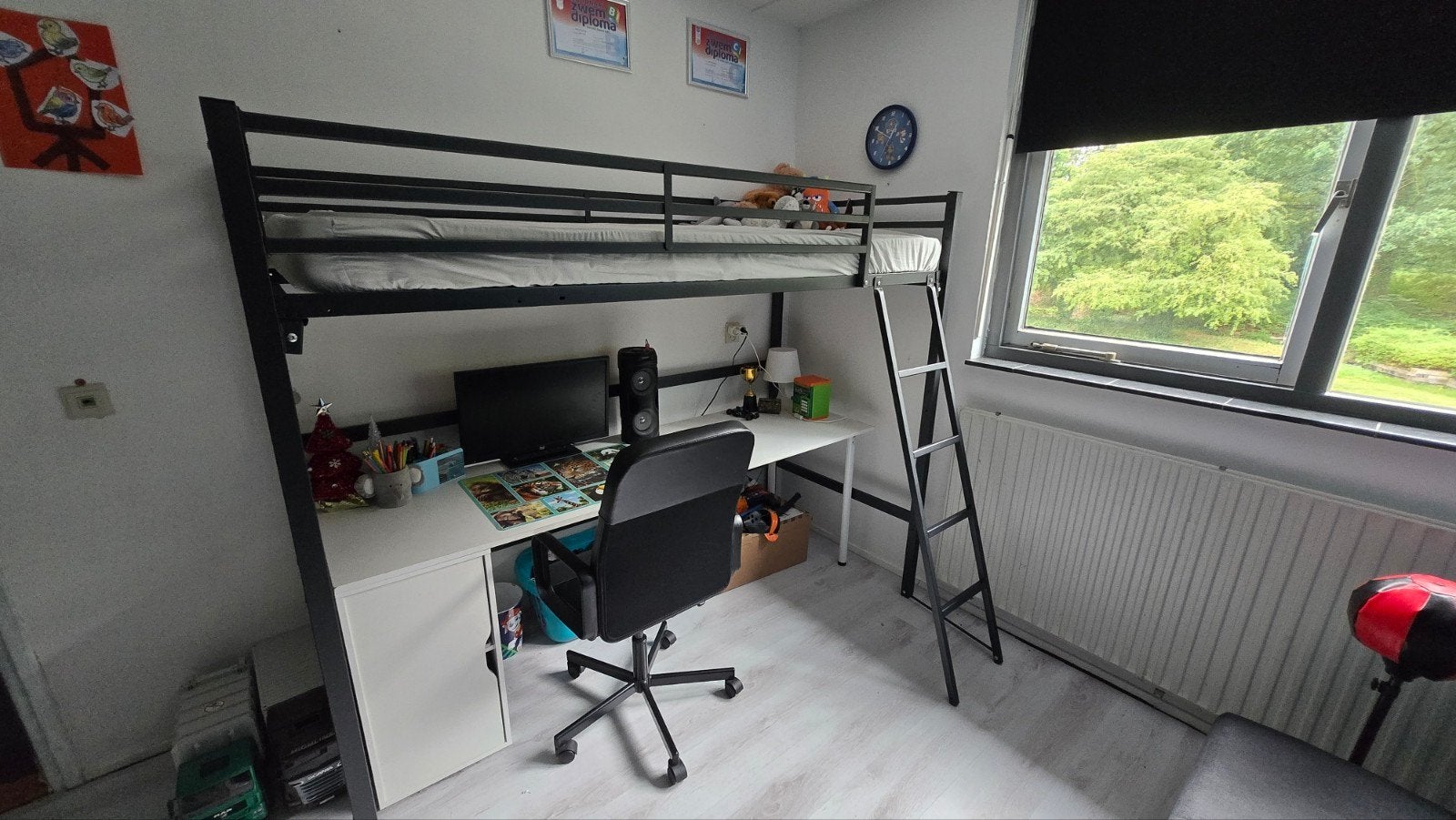 metalen hoogslaper, Ophalen, Eenpersoons, Zo goed als nieuw, 200 cm