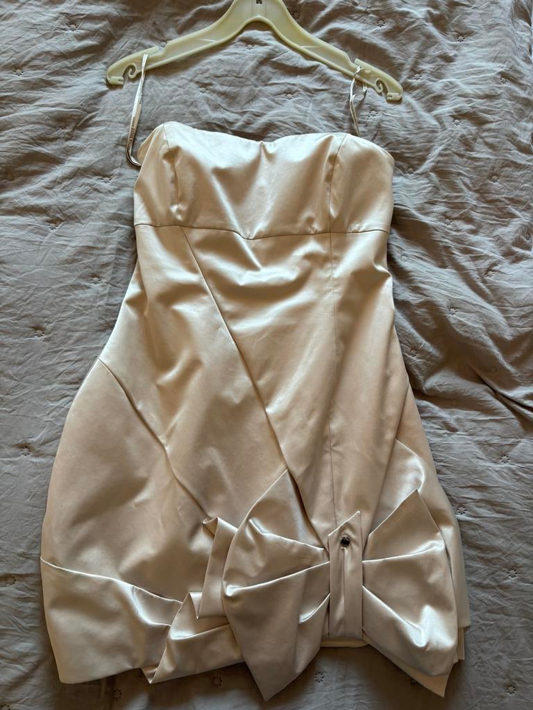 Karen Millen strapless champagne cocktailjurk maat 42, Ophalen, Beige, Maat 42/44 (L), Cocktailjurk
