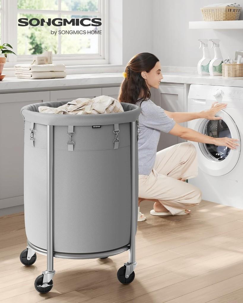 Wasmand op Wielen, Waswagen 110L, Ronde Wasmand-50 x 71 cm, Ophalen of Verzenden, Nieuw, Grijs, Badmat