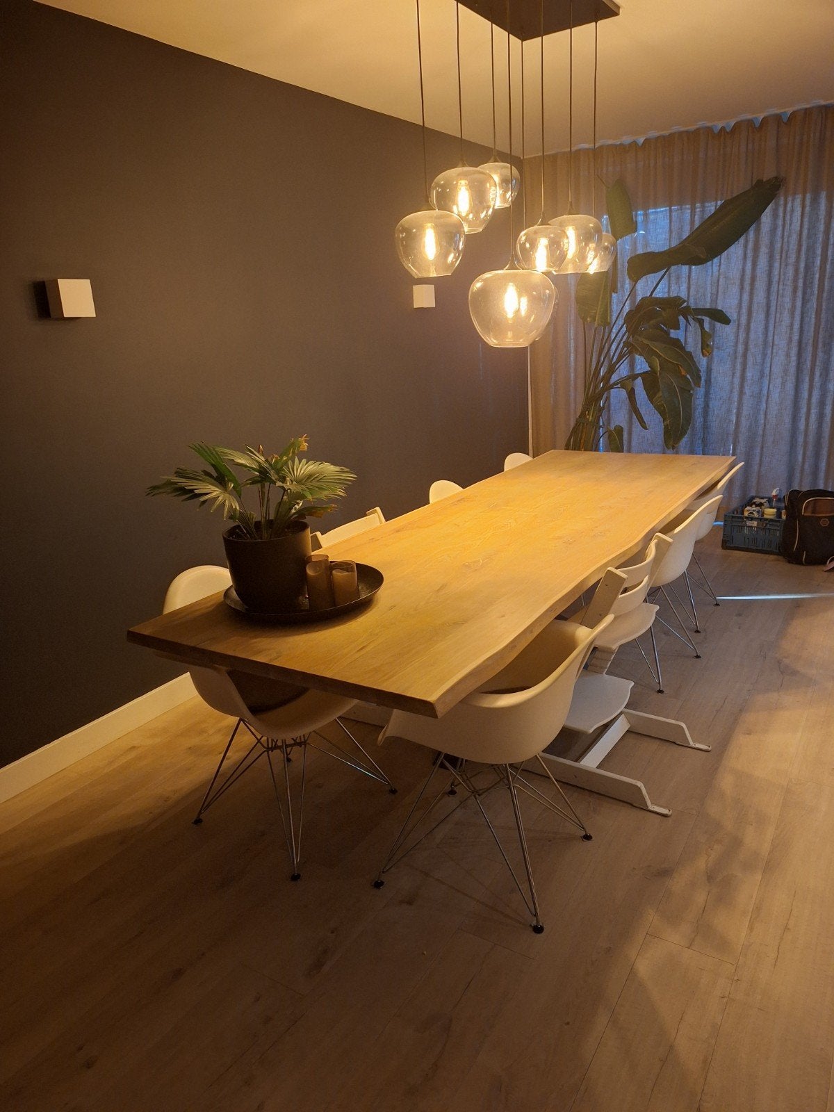 Robuuste Eikenhouten Boomstamtafel 300x100 cm met 3D Poot, Ophalen, Gebruikt, 100 tot 150 cm, Modern, Industrieel