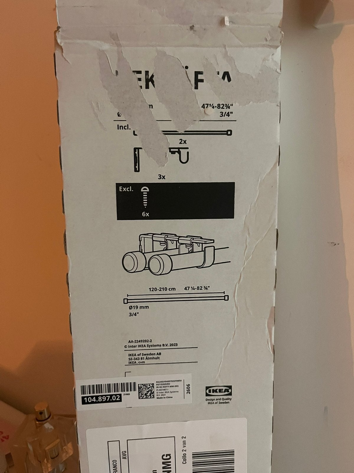 Ikea gordijnen roede bekräfta wit kunststof, Huis en Inrichting, Ophalen, Wit, Nieuw, Gordijn