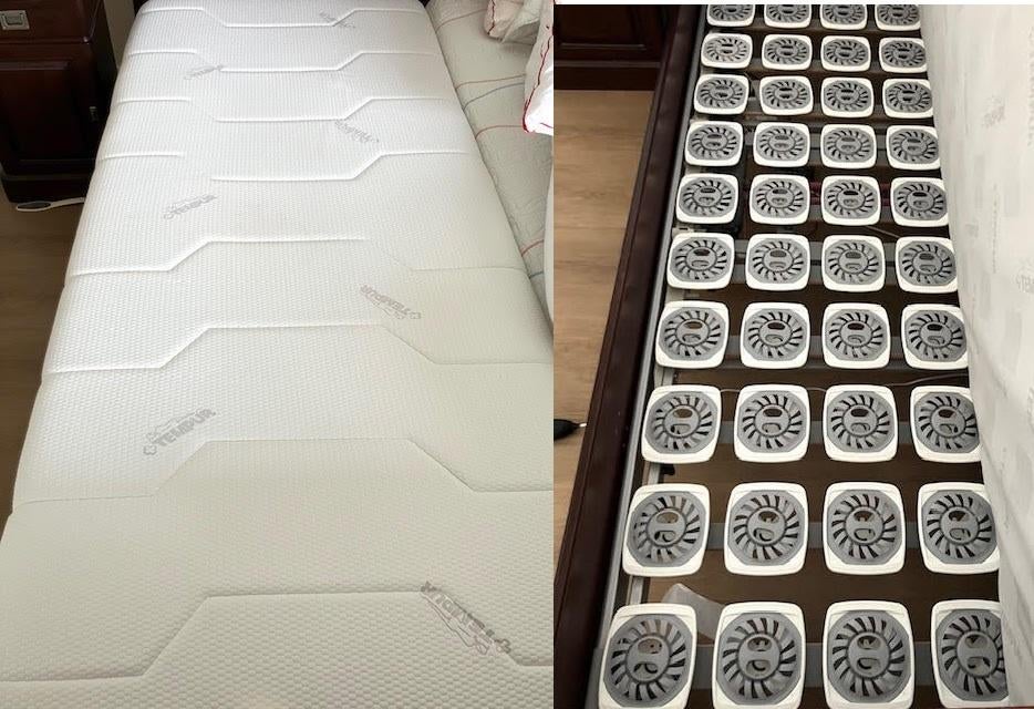 Tempur Sensation matras en elektrische schotel bodem 220cm, Ophalen, Overige materialen, Verstelbaar, 90 cm