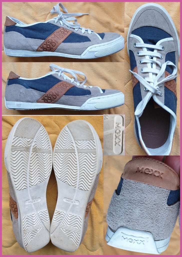 MEXX beige- donkerblauwe sneakers maat 44 zgan, Mexx, Overige kleuren, Ophalen of Verzenden, Sneakers of Gympen