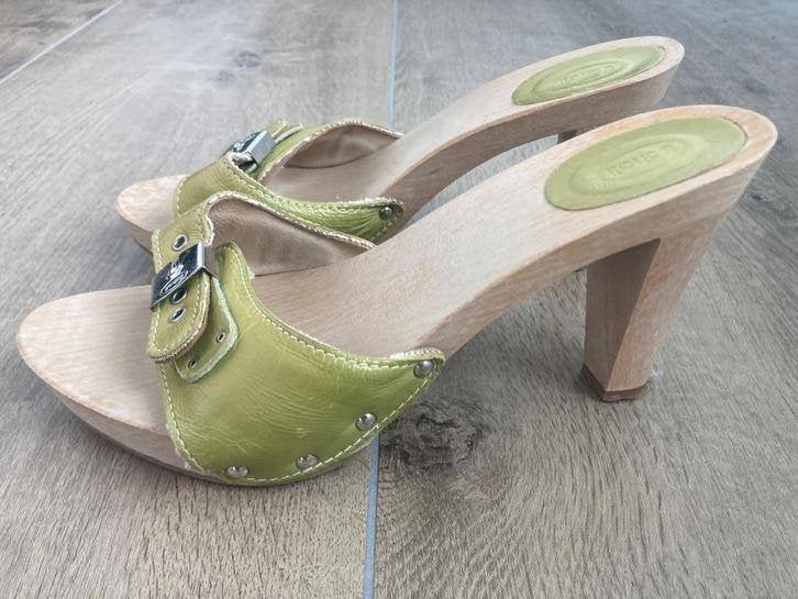 Hoge groene lederen kleppers Scholl mt 39, Scholl, Gedragen, Groen, Sandalen of Muiltjes