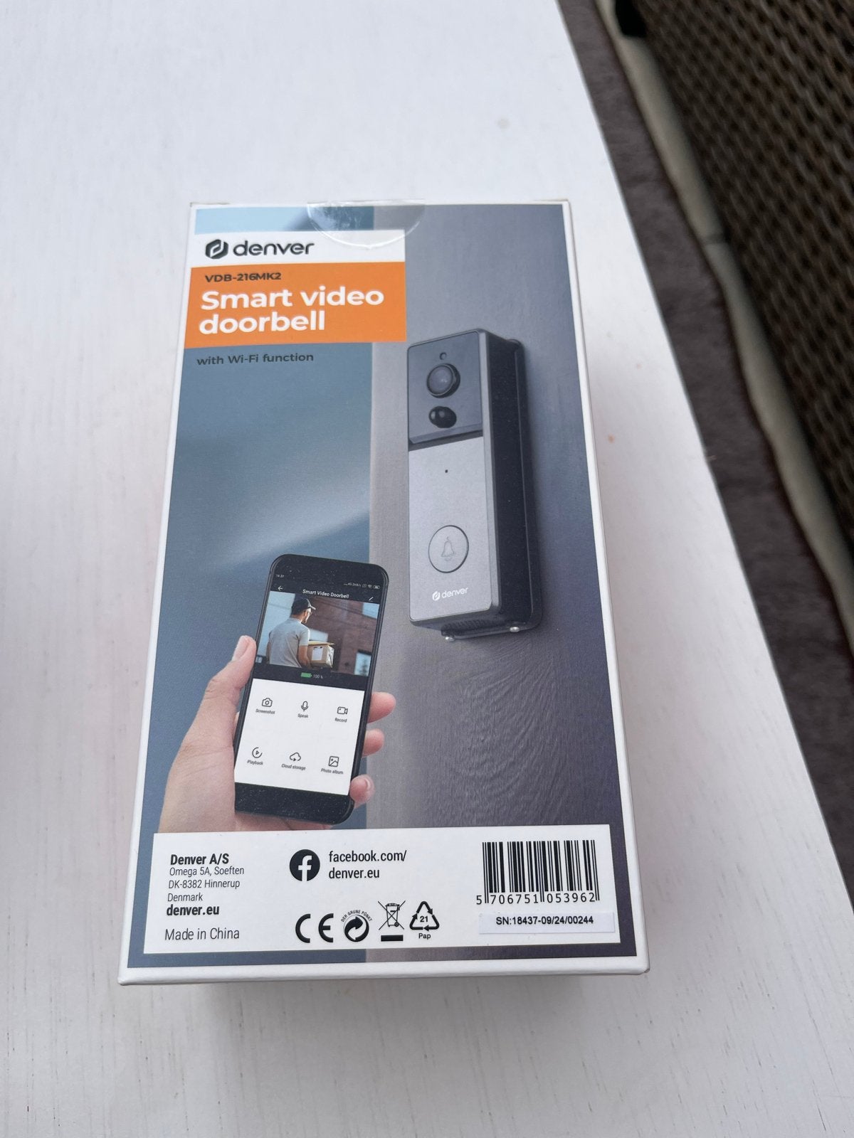 Denver Smart Video Deurbel VDB-216MK2 - Nieuw in doos, Huis en Inrichting, Ophalen of Verzenden, Bewegingsdetectiesensor, Nieuw