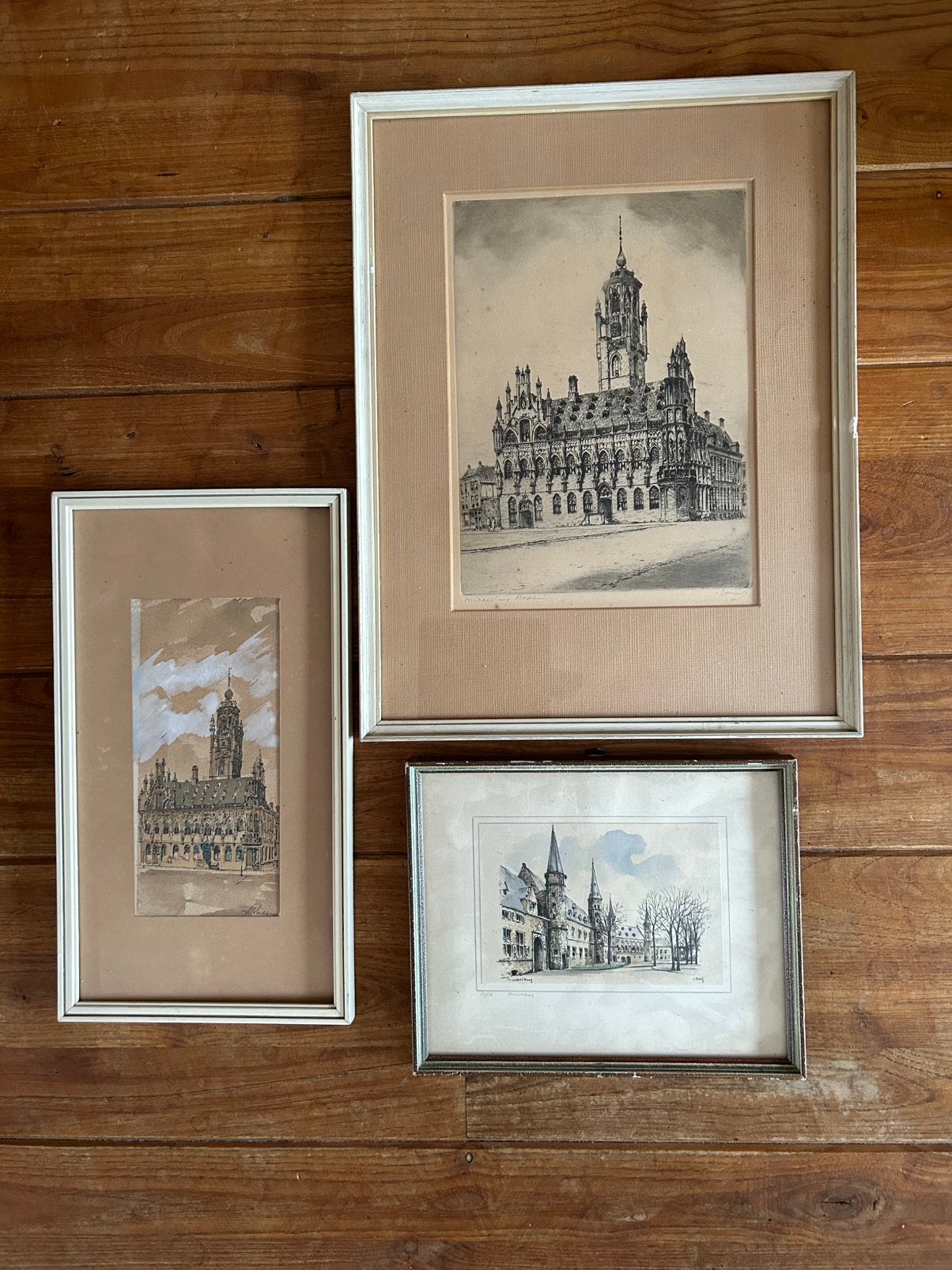 3 oude lijstjes van Middelburg., Antiek en Kunst, Kunst | Etsen en Gravures, Ophalen