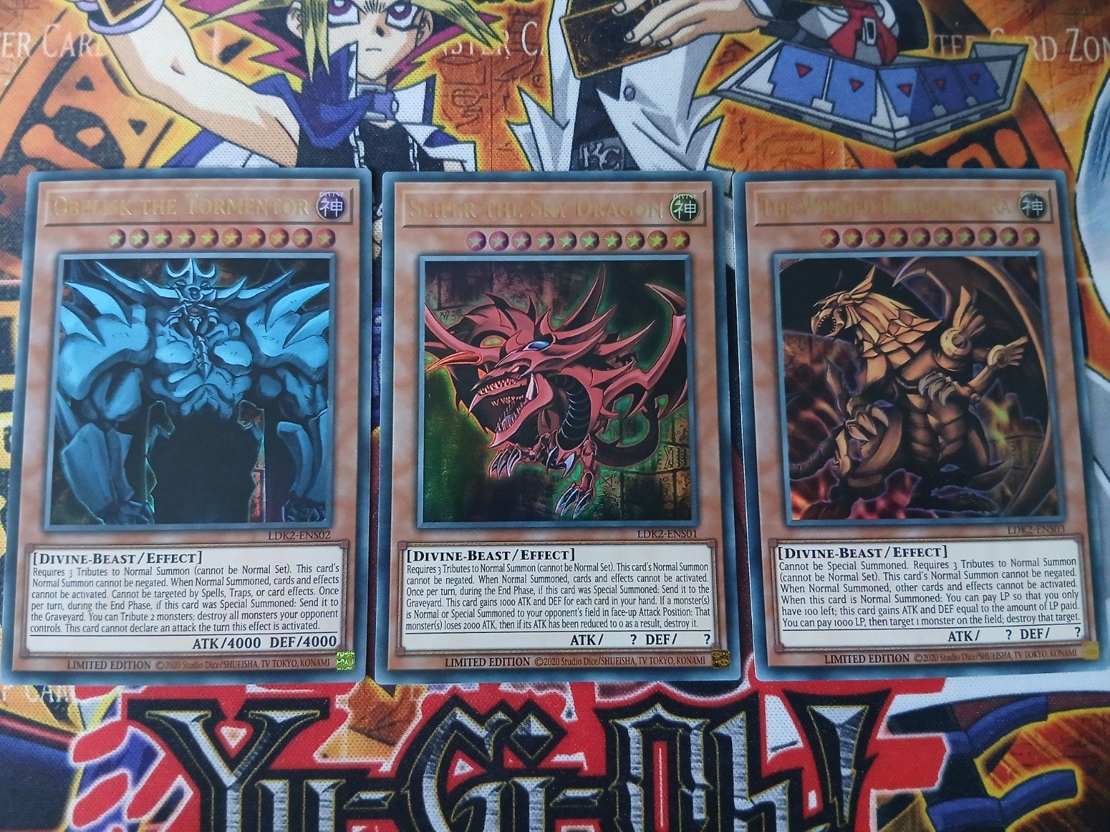 Egyptian God Set - Ultra Rare LDK2 - Yu-Gi-Oh, Ophalen of Verzenden, Zo goed als nieuw, Foil
