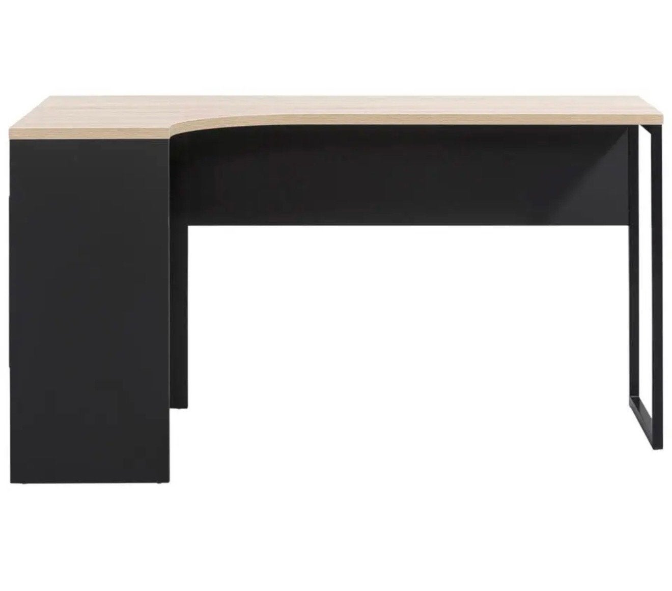 Leenbakker Hoekbureau Hannover - Zwart/Eikenkleur, Ophalen, Zwart, Met lades, Spaanplaat of MDF