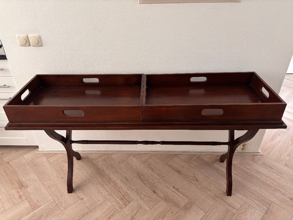 Side table / dubbele butlertray van hout., Ophalen