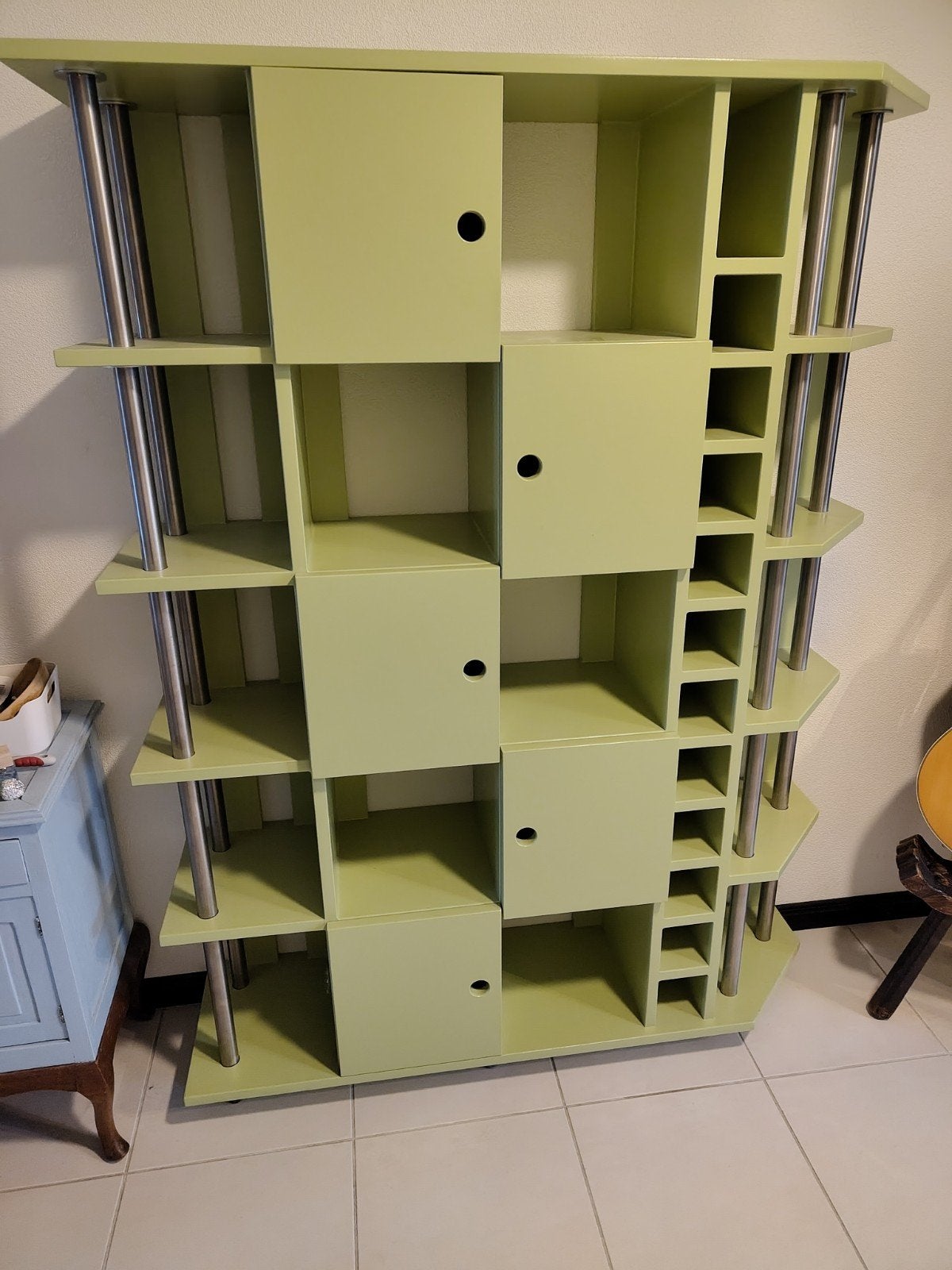 Vakkenkast groen 35130173 hardhout, Huis en Inrichting, Ophalen, 100 tot 150 cm, Zo goed als nieuw, 150 tot 200 cm