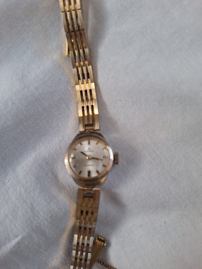 Vintage double dames polshorloge, Overige merken, Staal, Gebruikt, Staal
