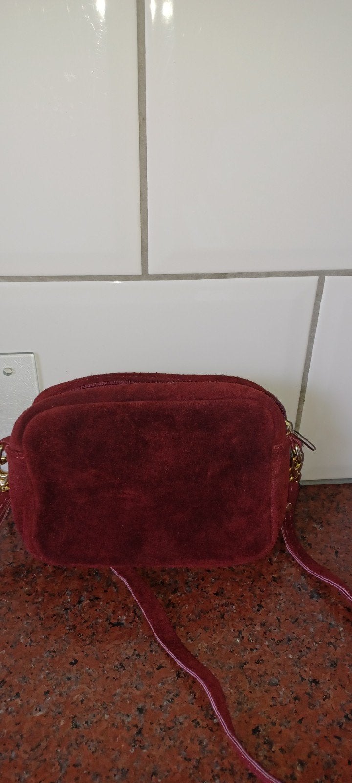 leuk bourdaux kleurig tasje 20 x 15 cm., Ophalen of Verzenden, Zo goed als nieuw, Overige merken, Leer