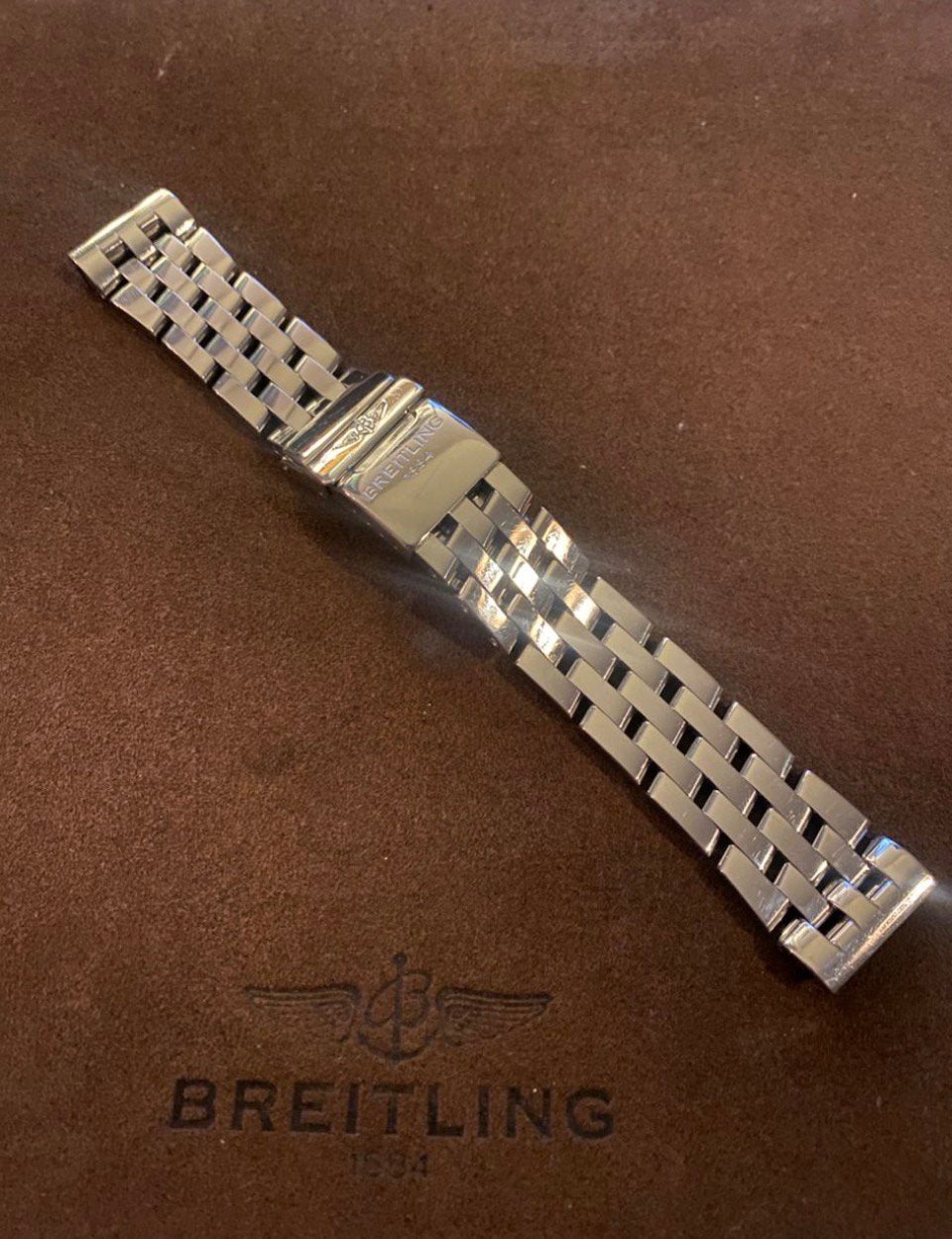 Pilot band €575 / sluiting €100, Leer, Staal, Breitling, Polshorloge