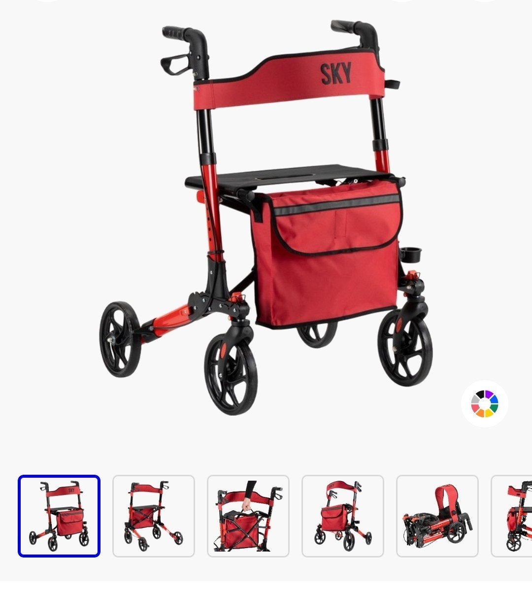 Rode Sky Rollator, lichtgewicht en klein opvouwbaar, Diversen, Ophalen, Opvouwbaar