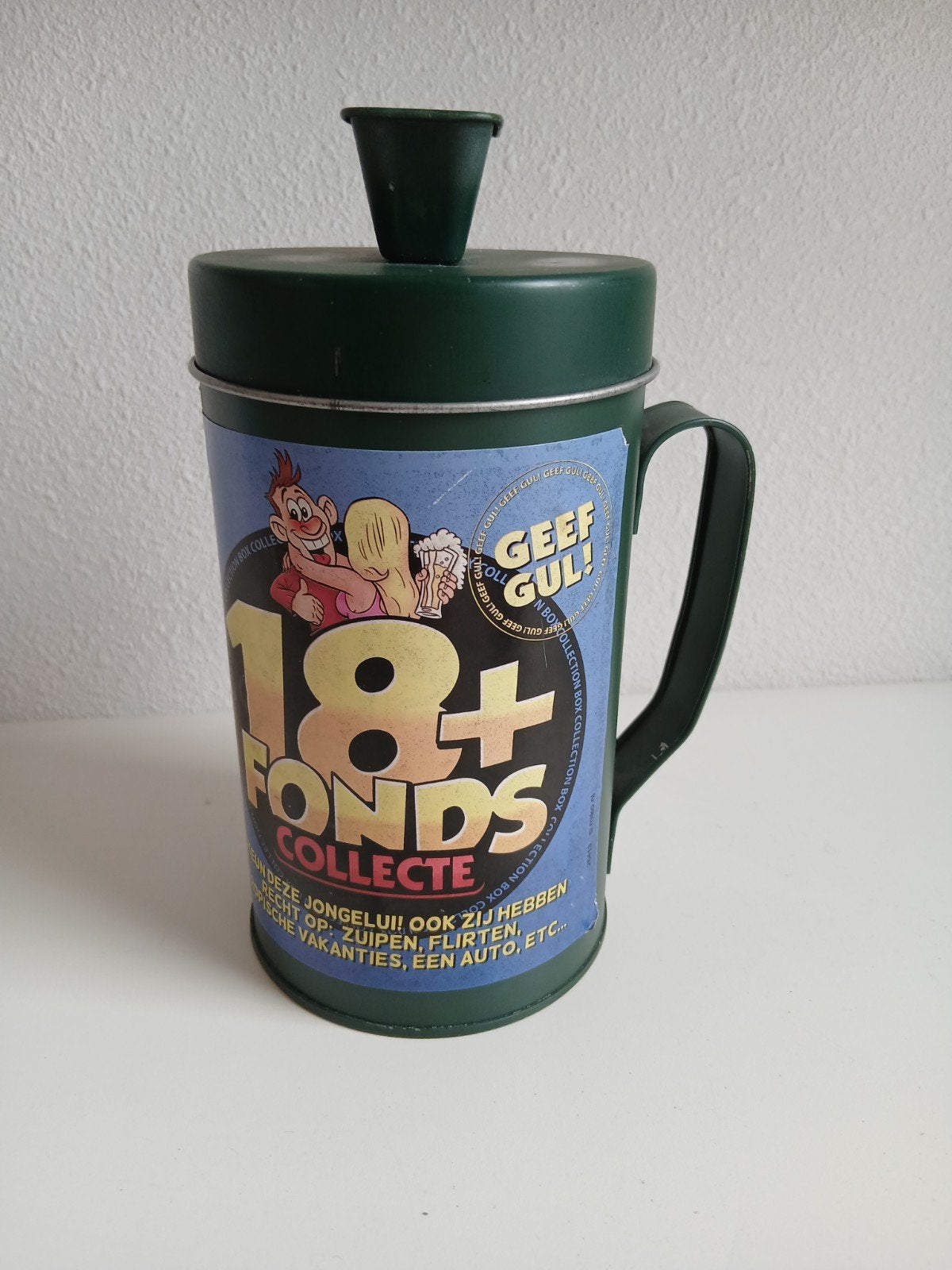 Deze grappige blikken spaarpot is 18 centimeter hoog en heef, Ophalen of Verzenden