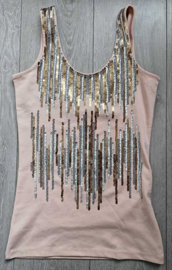 Dames top met pailletten. Maat S. 5 euro, Maat 38/40 (M), Ophalen of Verzenden, Zo goed als nieuw, Roze