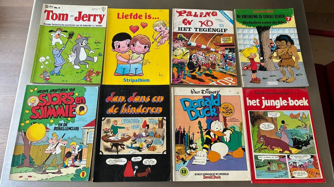 Diverse stripboeken: Donald Duck, Tom & Jerry, Sjors & Sjimm, Boeken, Meerdere stripboeken, Ophalen of Verzenden, Gelezen