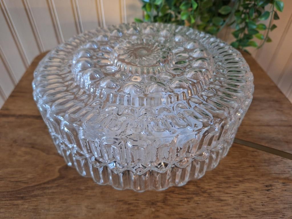 Vintage glazen plafondlamp, Ophalen of Verzenden, Gebruikt, Glas, Vintage