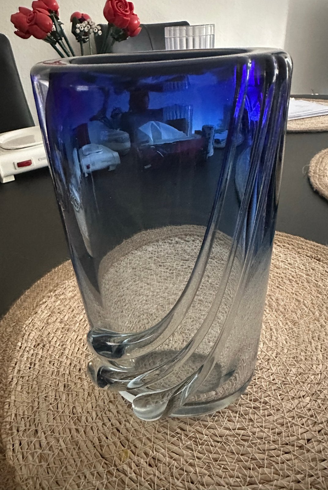 Vintage Duitse Deru Design International vaas, Ophalen of Verzenden, Zo goed als nieuw, Blauw