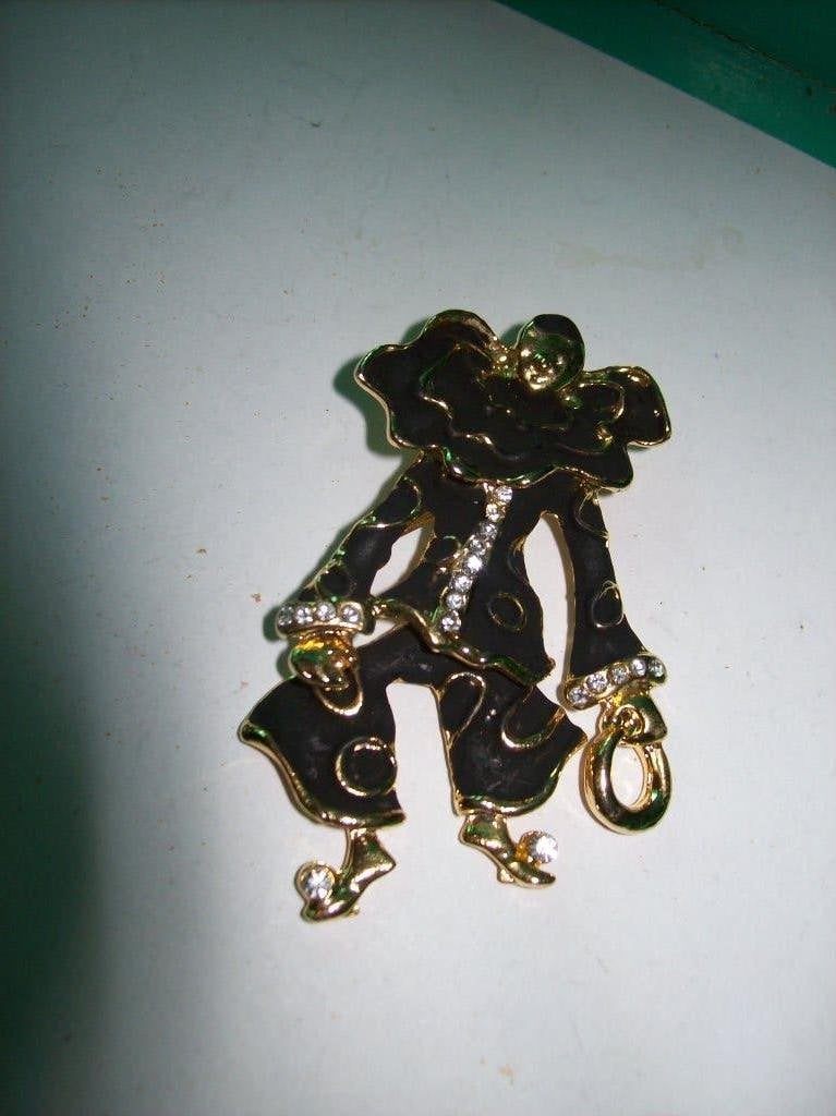 Broche Goud Zwart tinten strass Pierrot Model, Sieraden, Tassen en Uiterlijk, Broches, Overige materialen, 4 tot 7 cm, Verzenden