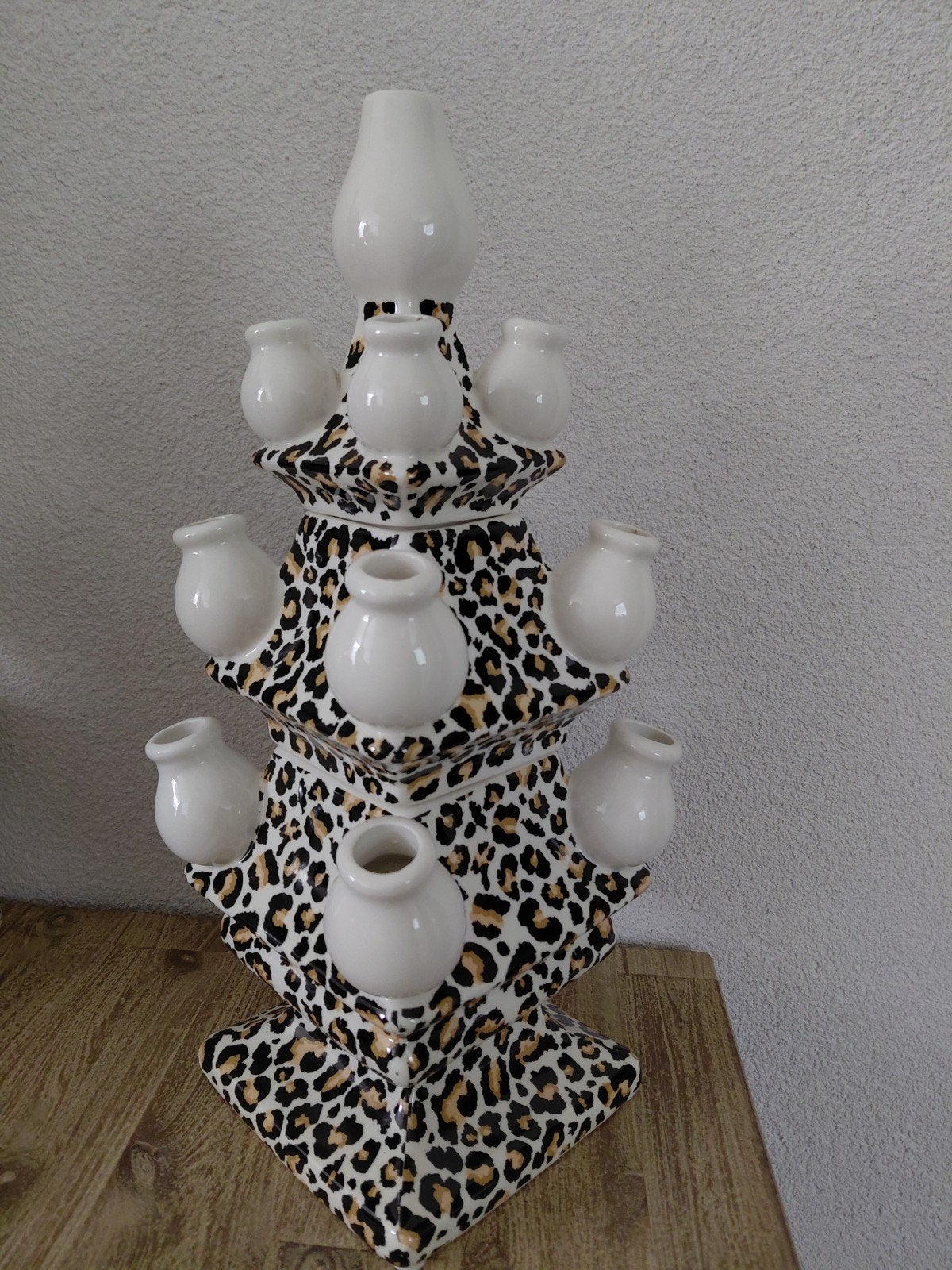 Tulpenvaas  panter print NIEUW, Ophalen, Nieuw, Glas, Minder dan 50 cm