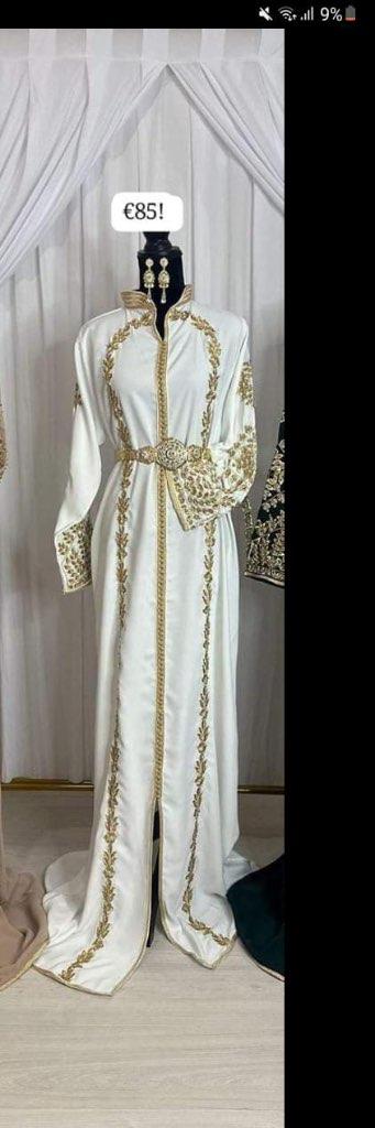 Takshita caftan labsa marokkaanse jurk, Maat 38/40 (M), Overige typen, Wit, Nieuw