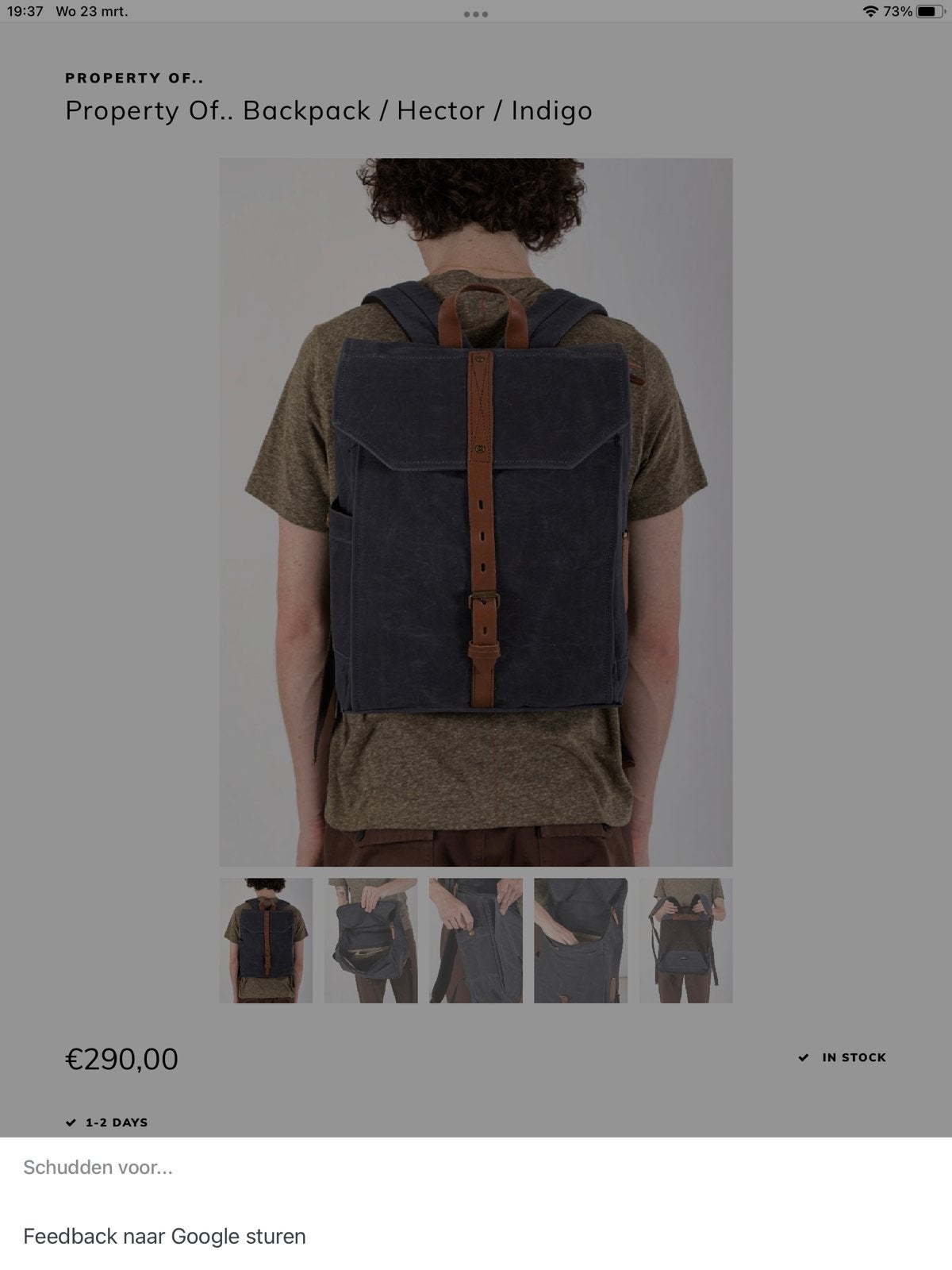 Property of rugzak waxed canvas, Kleding | Heren, Ophalen, Zo goed als nieuw, Blauw