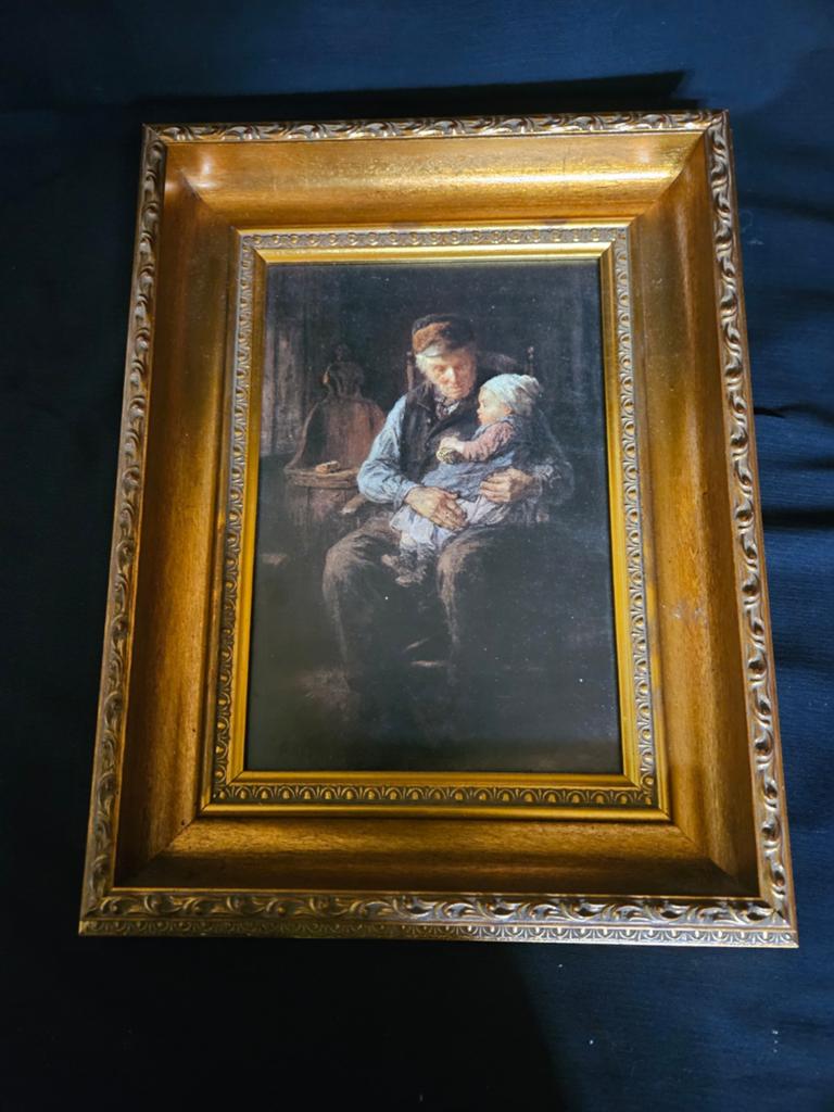 *** JOZEF ISREAËLS "IN GROOTVADERS ARMEN " ***, Antiek en Kunst, Ophalen of Verzenden