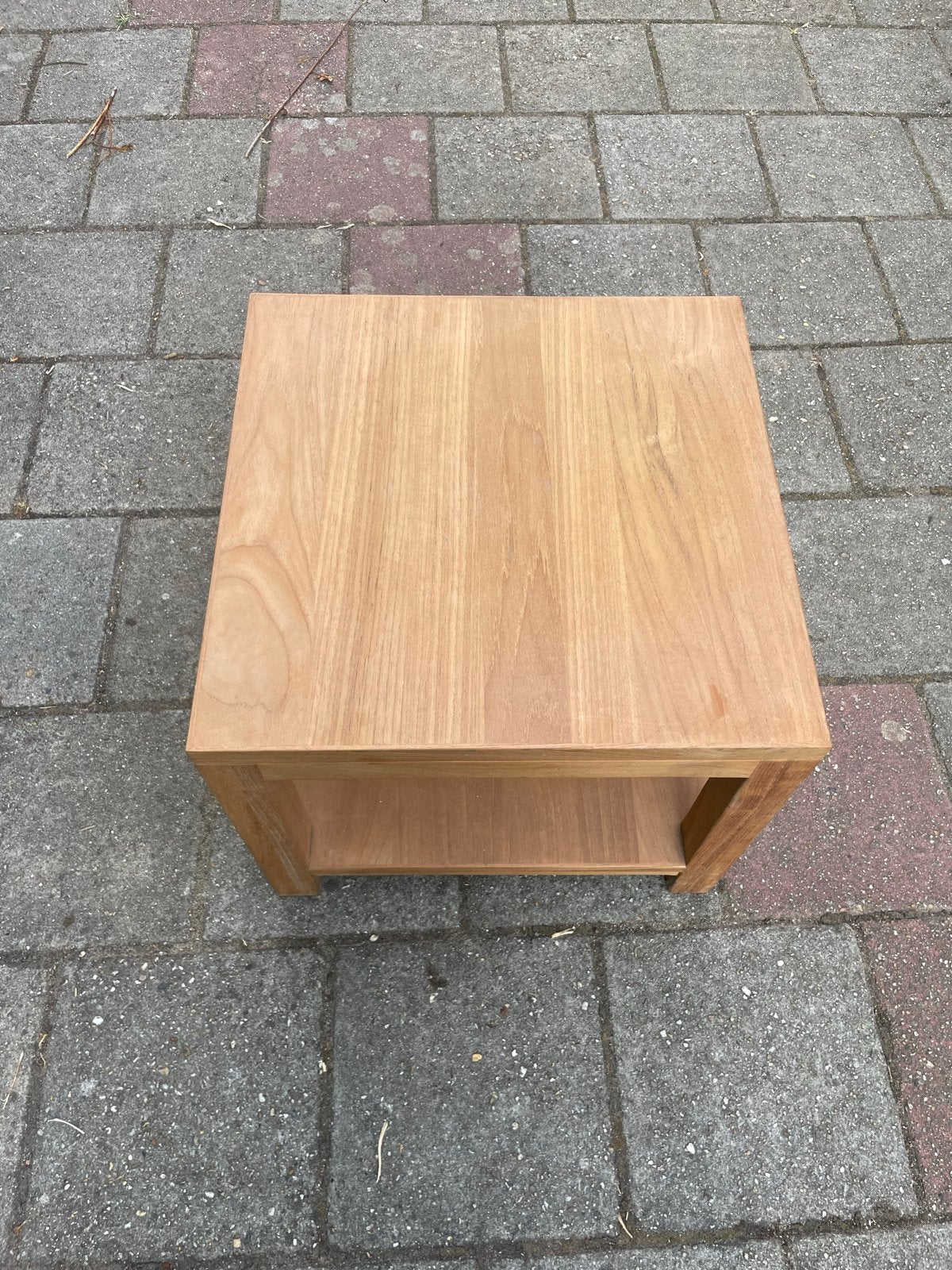 2 Teak houten salontafels / bijzettafels 50x50x43,5 cm, Huis en Inrichting, Tafels | Bijzettafels, Ophalen, Minder dan 45 cm, Minder dan 55 cm