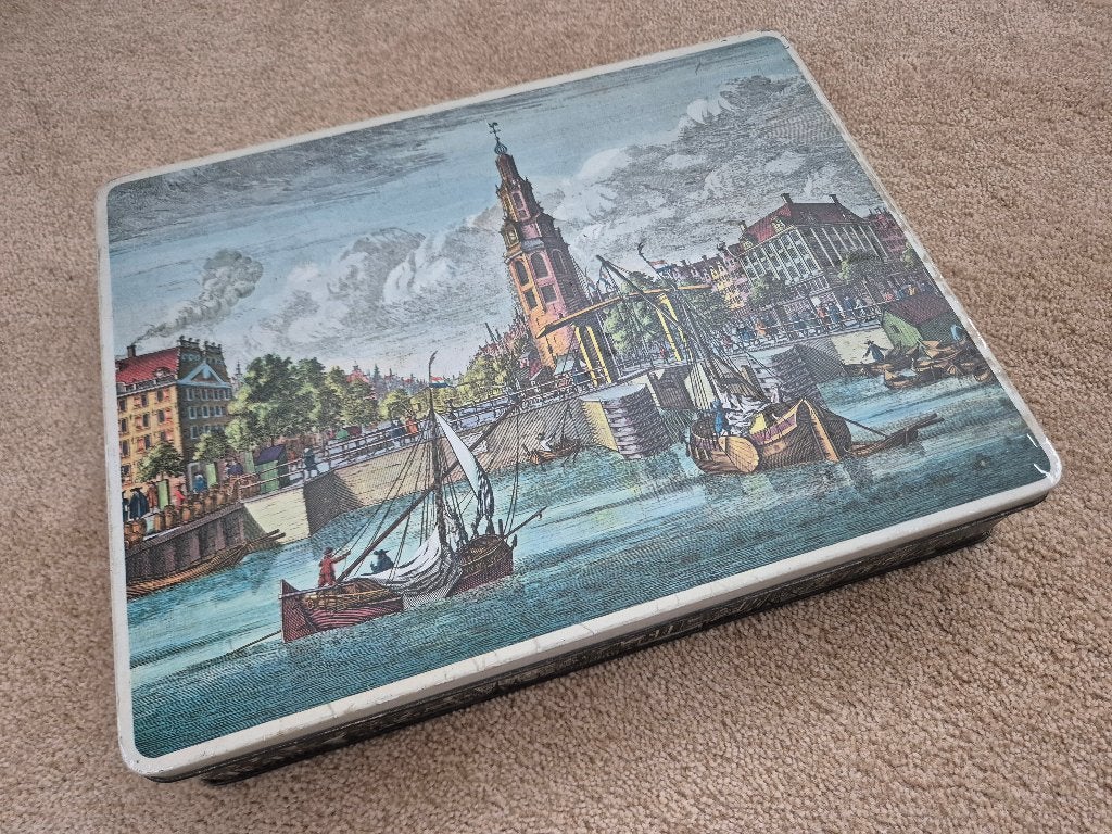 vintage opbergblik verkade, Verzamelen, Ophalen of Verzenden, Gebruikt, Koek(jes), Verkade