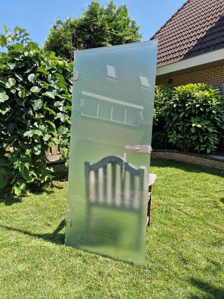 Glazen binnendeur - mat - gehard veiligheidsglas, Ophalen, Gebruikt, 80 tot 100 cm, Binnendeur