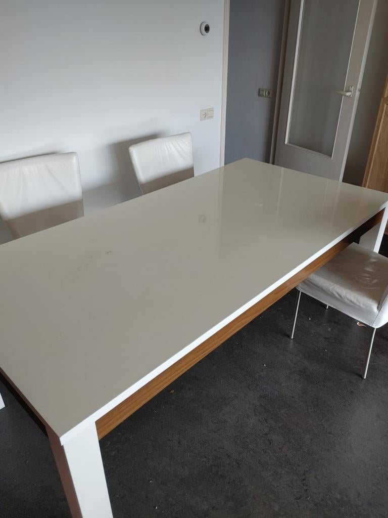 Witte (eet)tafel, Huis en Inrichting, Tafels | Eettafels, Ophalen, Gebruikt, 50 tot 100 cm, Vijf personen of meer