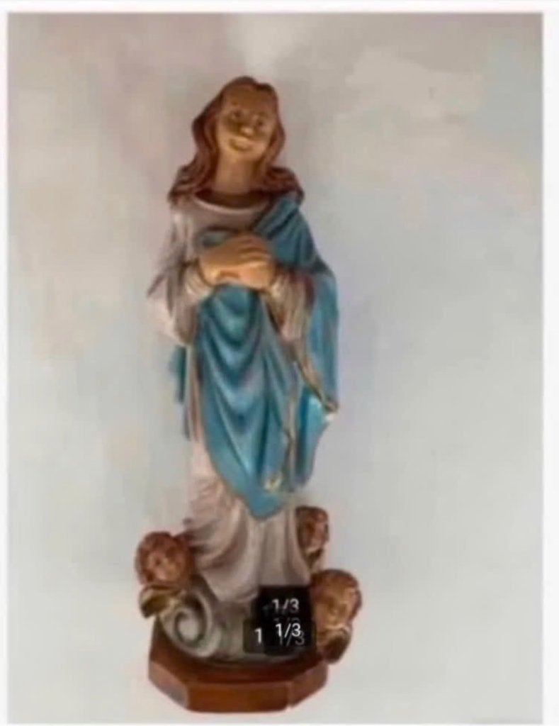 Kerst Beeld Maria, bij voet, engeltjes /cherubijntjes 16 cm, Ophalen of Verzenden