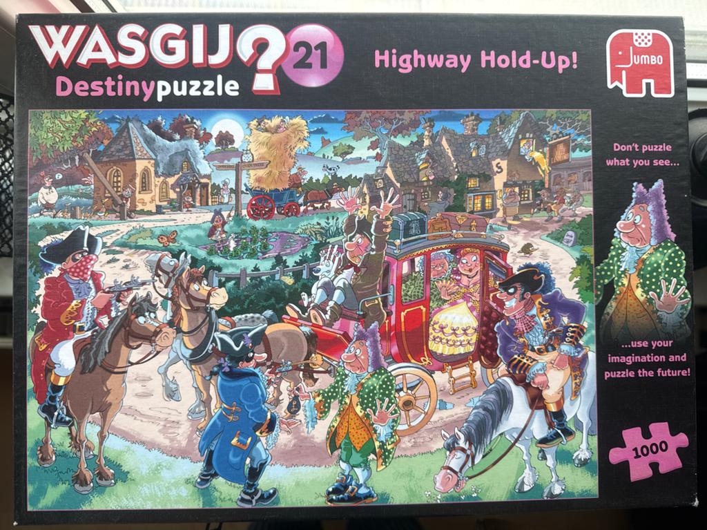 Wasgij Destiny 21 Highway Hold-Up! 1000 stukjes, Hobby en Vrije tijd, Denksport en Puzzels, Zo goed als nieuw, Legpuzzel, 500 t/m 1500 stukjes