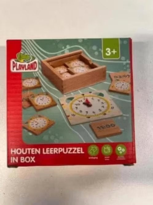 NIEUW! Playland houten leerpuzzel in box klokkijken €4,99, Een of twee spelers, Ophalen of Verzenden, Nieuw