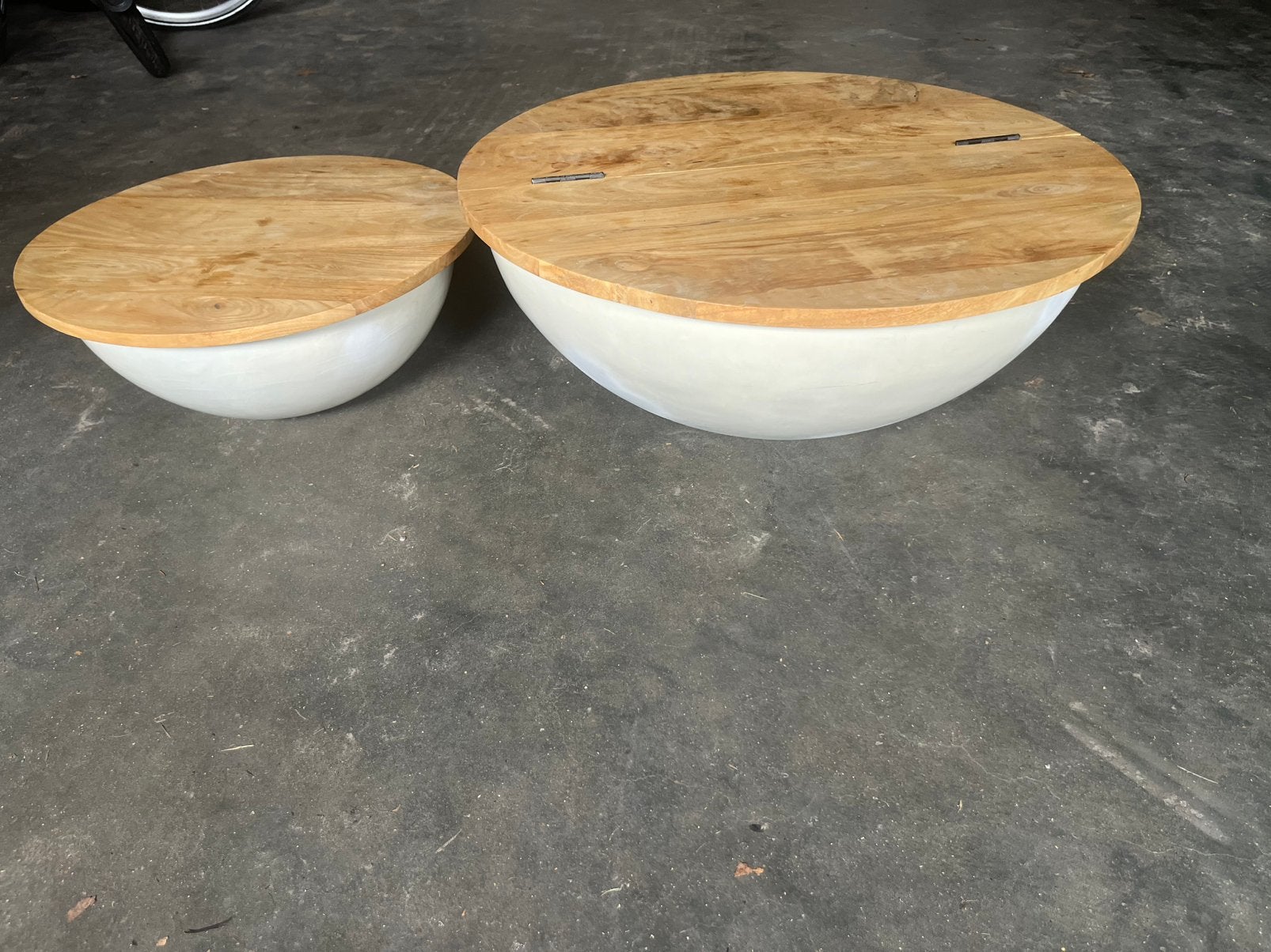 Leuke ronde salontafel met opbergruimte, Ophalen, Rond, 50 tot 100 cm, Zo goed als nieuw