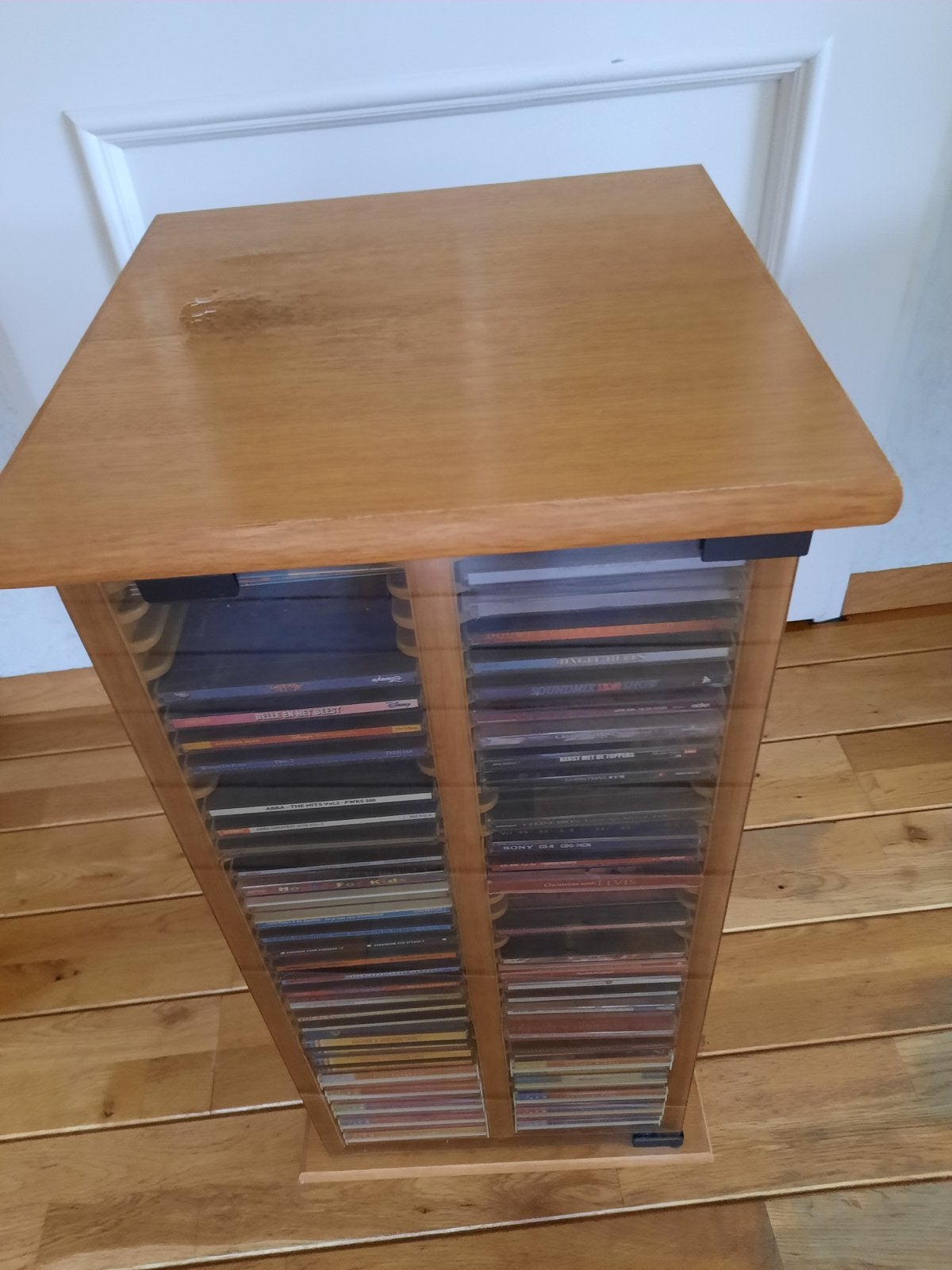 Honing patiné eiken CD-kastje voor 100+ discs, Ophalen, Gebruikt, 75 tot 150 discs, Cd's
