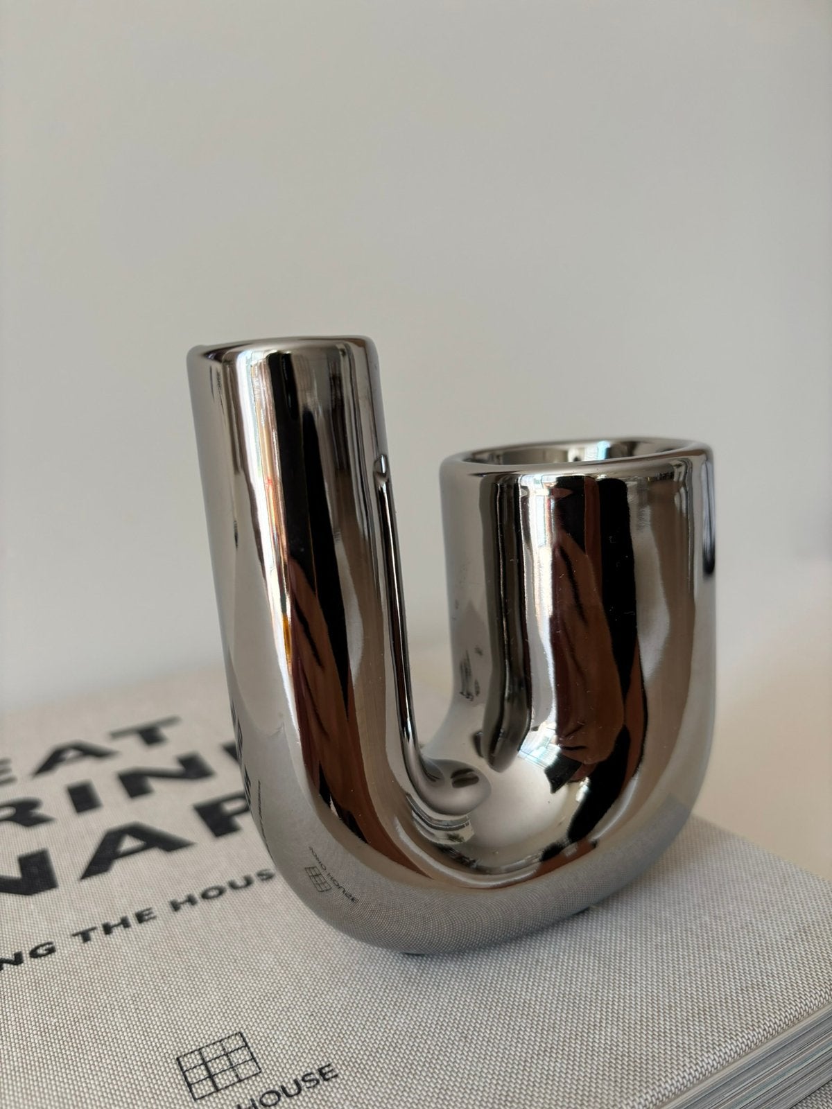 Nieuwe minimalistische Westwing kaarsenhouder Japandi Zara, Ophalen of Verzenden, Nieuw, Zilver