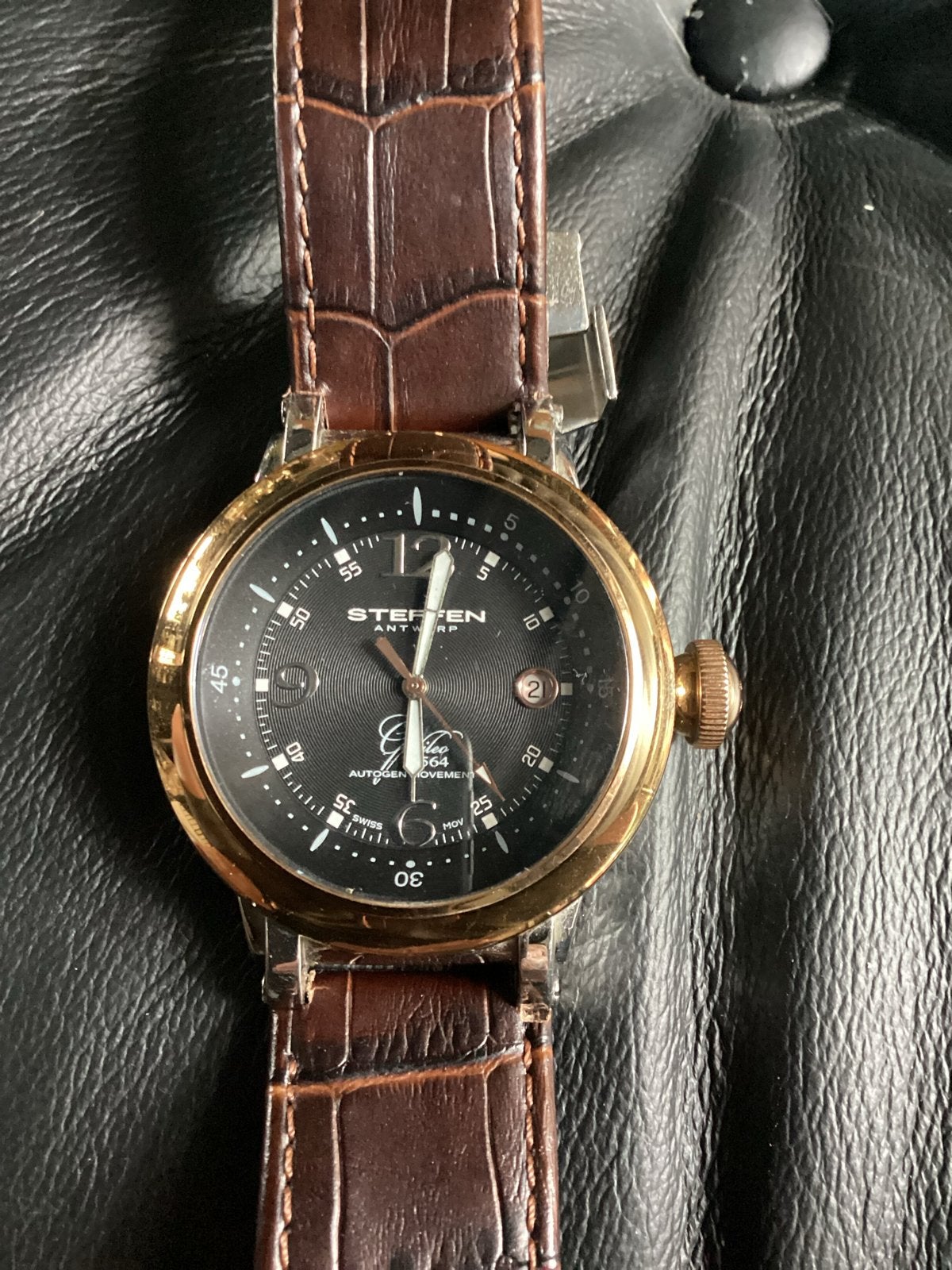 Steffen Polshorloge - Automatisch uurwerk, leer bandje, Overige merken, Staal, Polshorloge, Ophalen of Verzenden