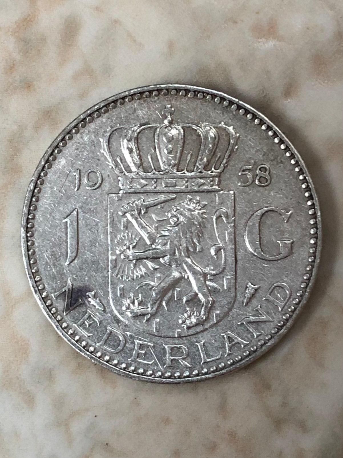 1 gulden 1958, zilver, Juliana., Postzegels en Munten, Munten | Nederland, 1 gulden, Koningin Juliana, Verzenden, Zilver