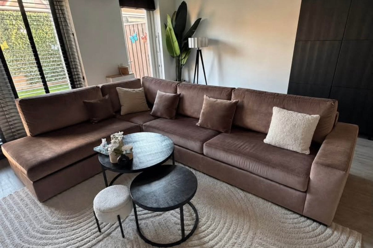 Luxe velours hoekbank Eric Kuster style, Ophalen, Gebruikt, Stof