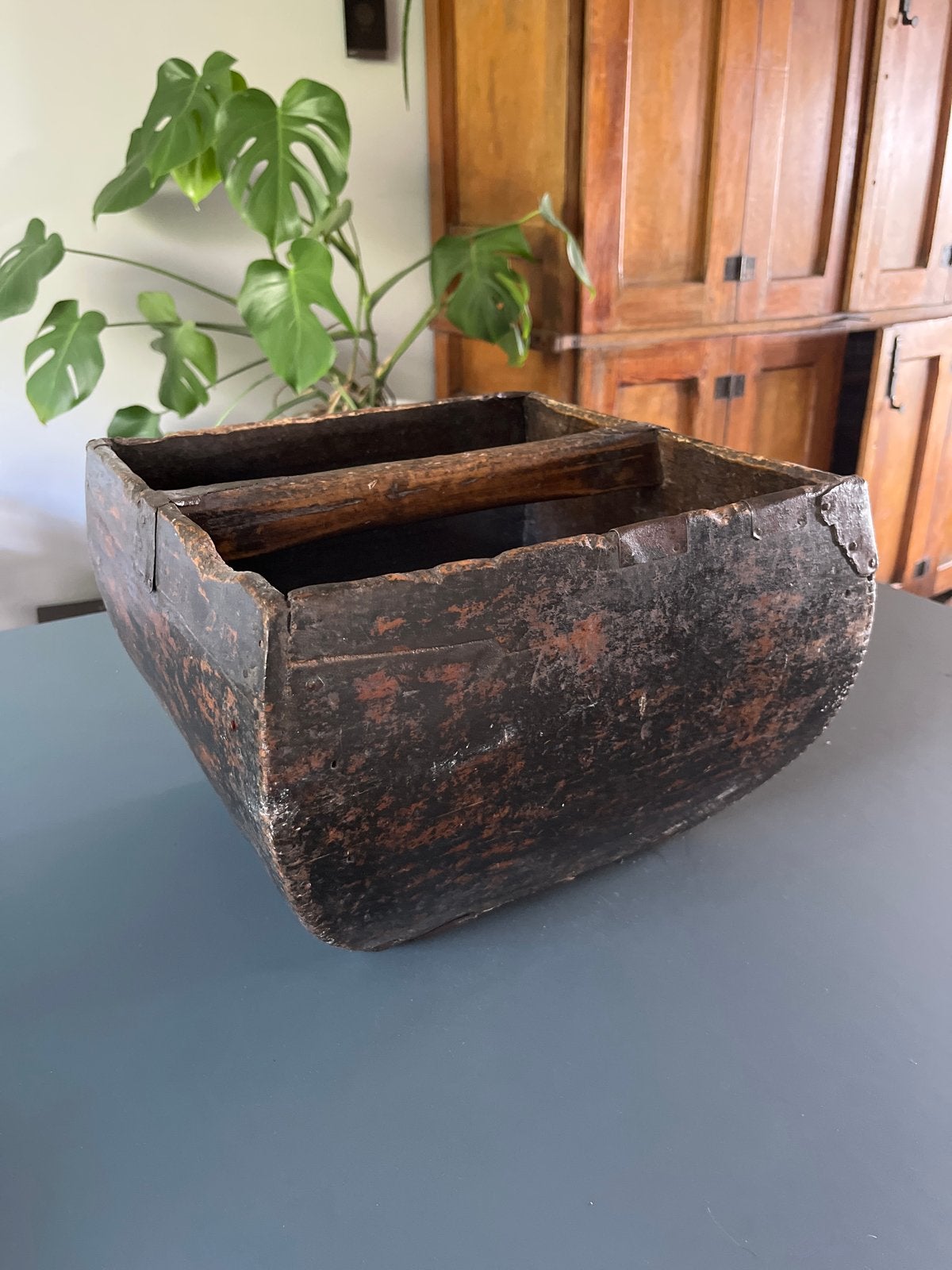 Antieke Chinese houten rijstbak (dou) van iepenhout, Antiek en Kunst, Ophalen