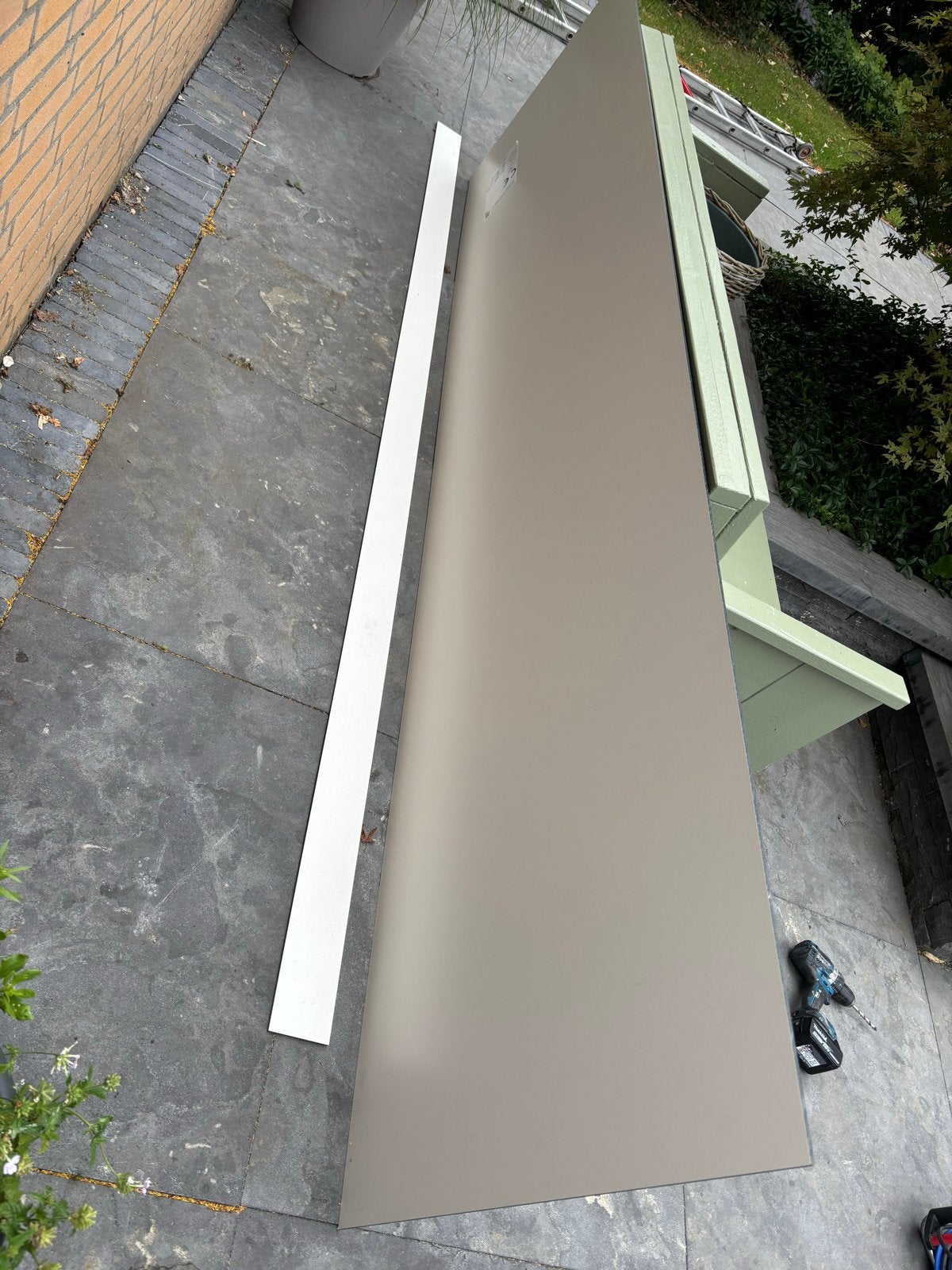 Trespa RAL 9001 crème wit plaat 305x78,5cm + schroeven, Doe-het-zelf en Verbouw, Ophalen, Minder dan 25 mm, Overige typen, Nieuw
