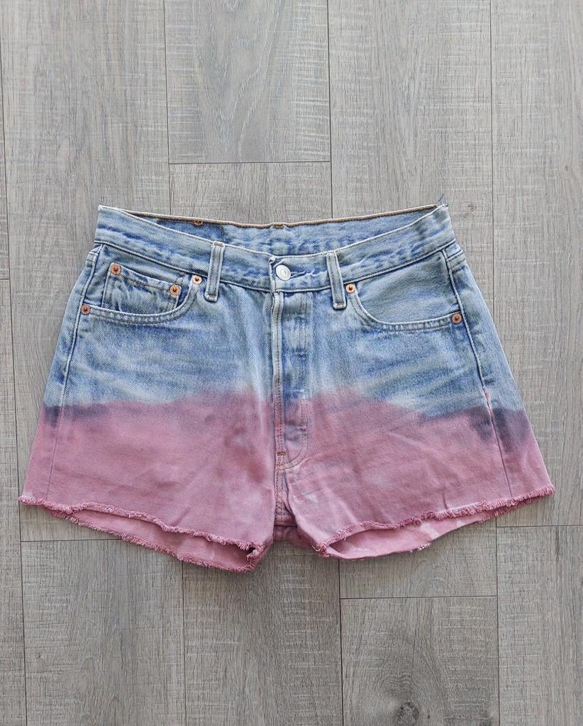 Vintage 90s Levis tie dye denim shorts 30, Blauw, Ophalen of Verzenden, W30 - W32 (confectie 38/40), Gedragen